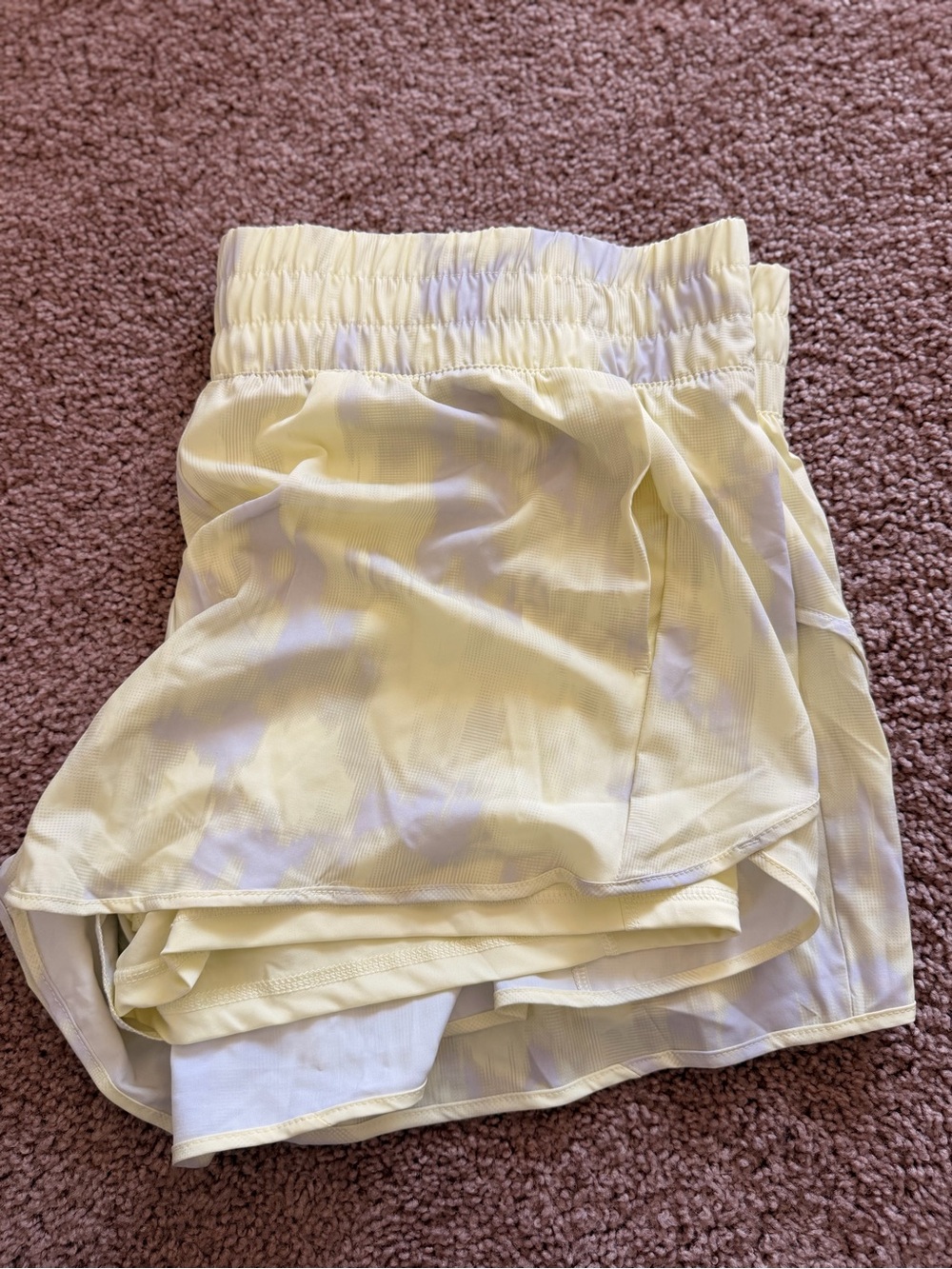 Avia Pale Yellow Athletic Shorts with Zip Pocket
